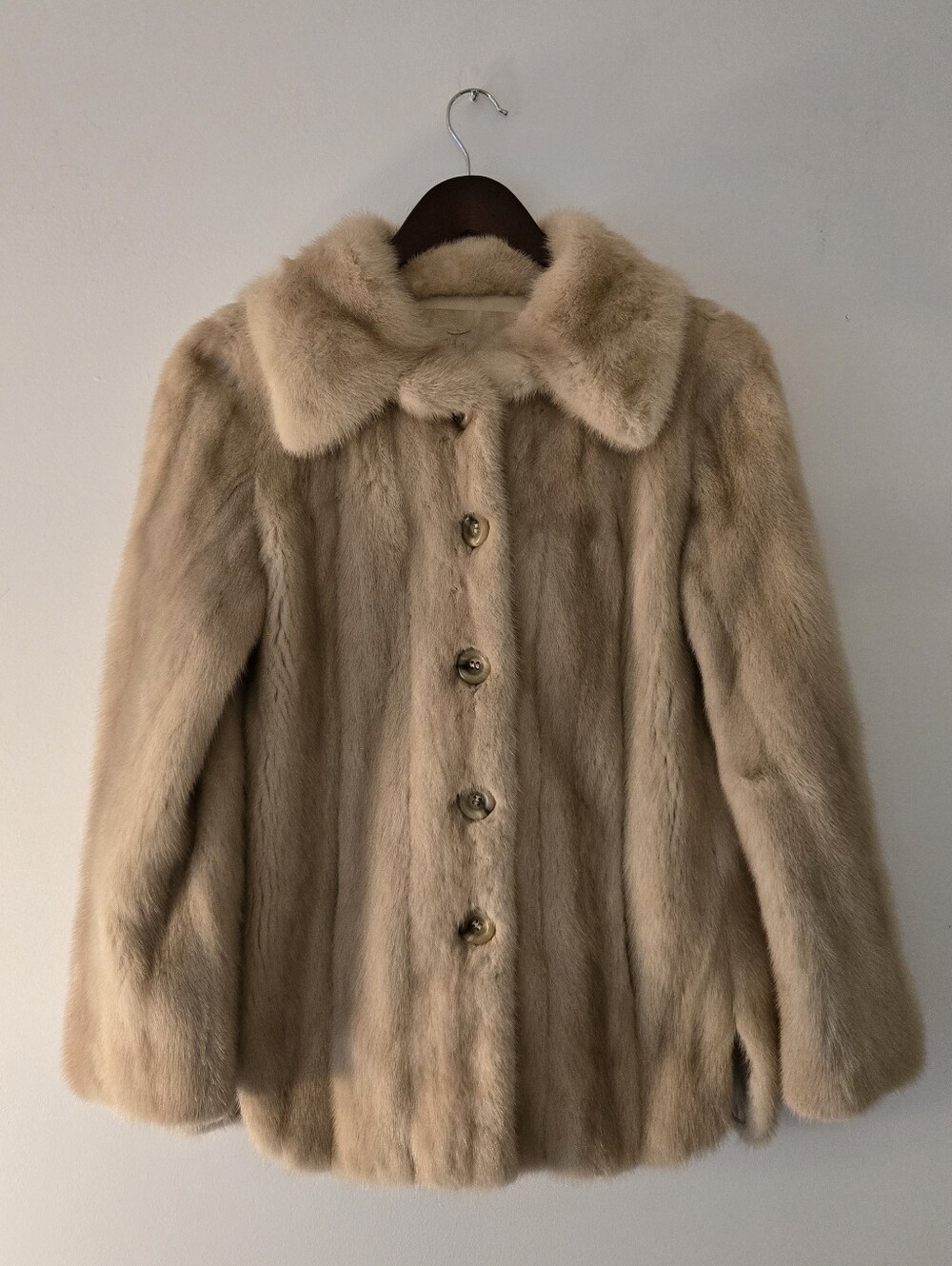 Classic Women's Mink Fur Coat - Elegant Button-Front Jacket